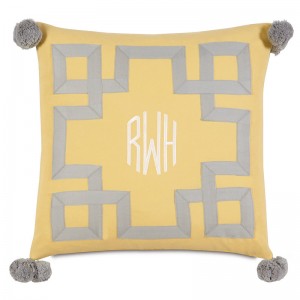 Eastern Accents Epic Sunshine Embroidered 3-Letter Monogram Throw Pillow HXF1642